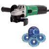 Hikoki HIKG12STX 115mm 4.5" Angle Grinder 600w Includes 3 Diamond Blades 240v